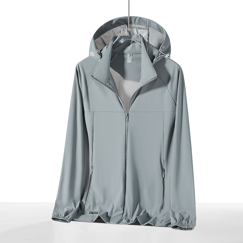 Geacă sport cu glugă din nylon/poliamidă (78% nylon, 22% spandex), SPF50+, respirabilă, uscare rapidă, ușoară