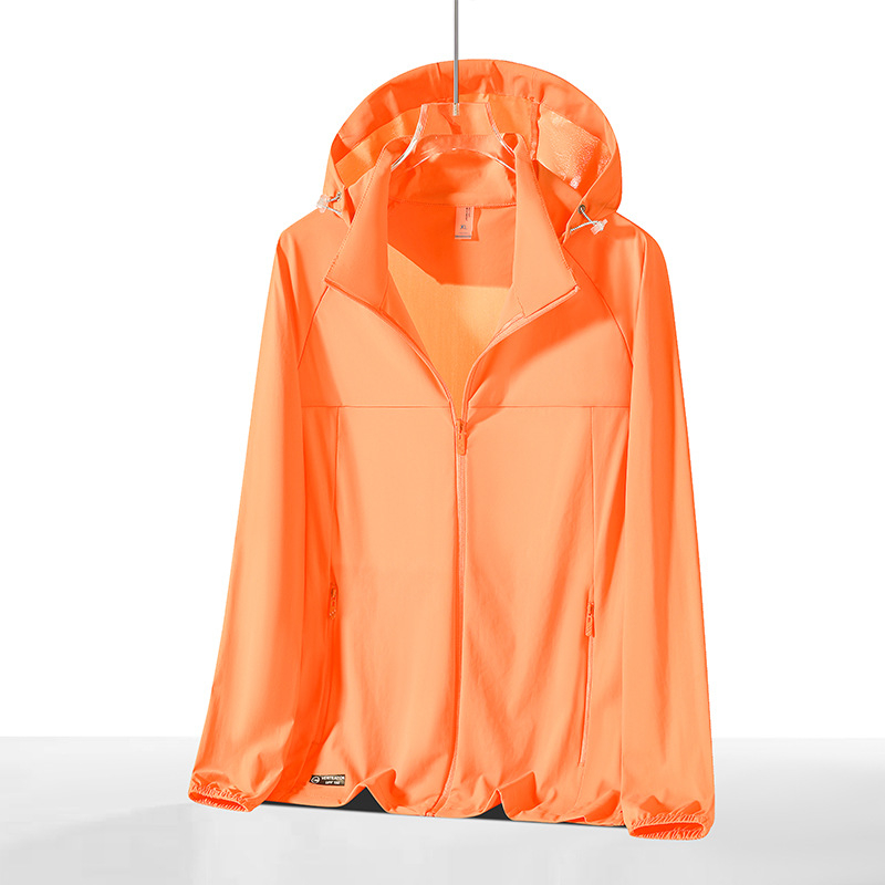 Geacă sport cu glugă din nylon/poliamidă (78% nylon, 22% spandex), SPF50+, respirabilă, uscare rapidă, ușoară