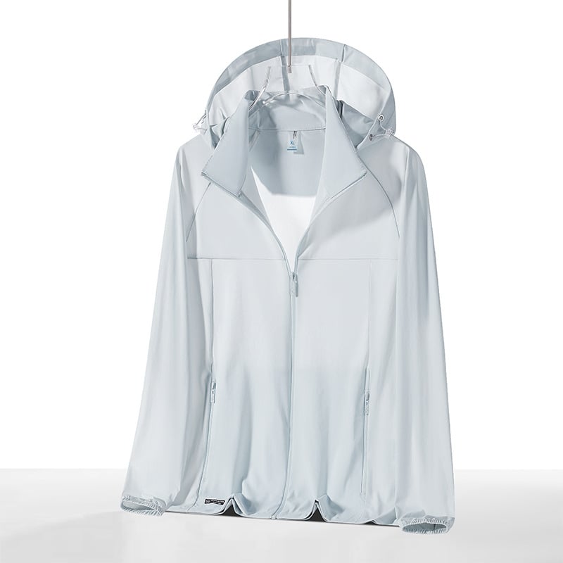 Geacă sport cu glugă din nylon/poliamidă (78% nylon, 22% spandex), SPF50+, respirabilă, uscare rapidă, ușoară