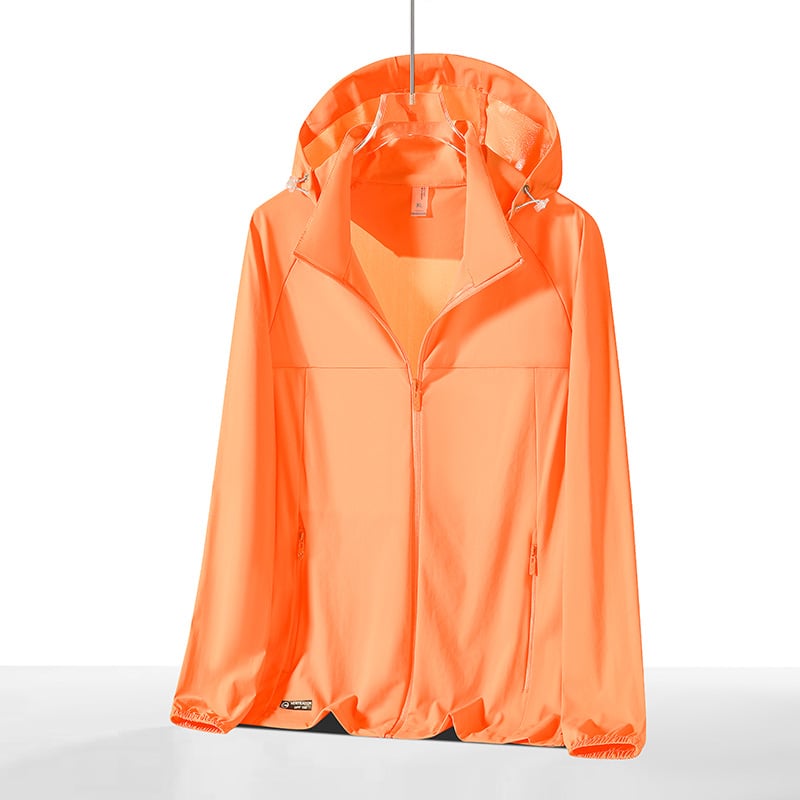 Geacă sport cu glugă din nylon/poliamidă (78% nylon, 22% spandex), SPF50+, respirabilă, uscare rapidă, ușoară