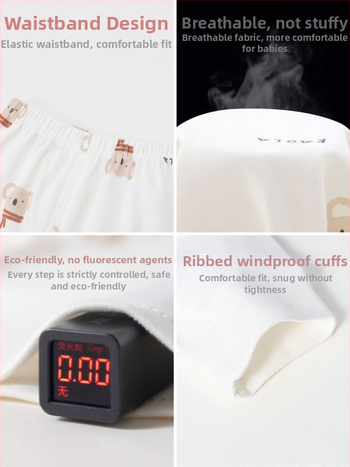 Gyerekeknek készült 100% pamut pizsama nadrág, A-osztályú anyag, vastagított az őszi-téli szezonra, hosszú alsónadrág 1-3 éveseknek