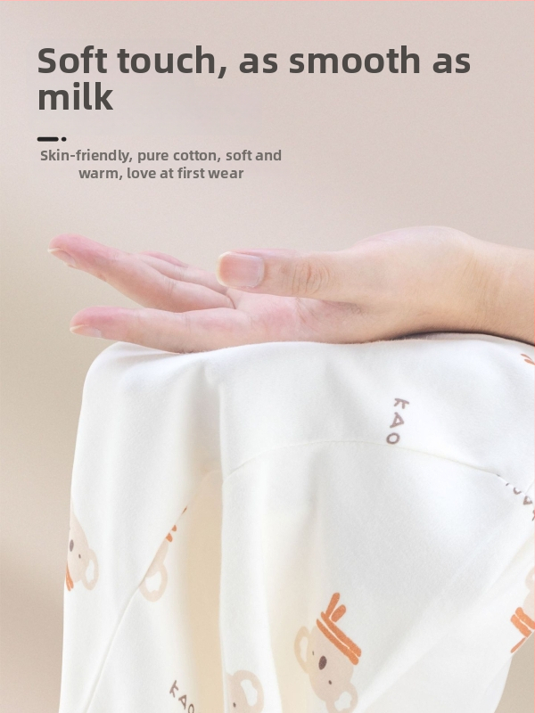 Gyerekeknek készült 100% pamut pizsama nadrág, A-osztályú anyag, vastagított az őszi-téli szezonra, hosszú alsónadrág 1-3 éveseknek