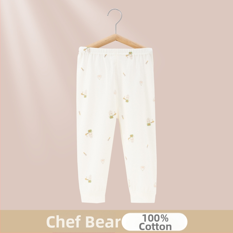 Gyerekeknek készült 100% pamut pizsama nadrág, A-osztályú anyag, vastagított az őszi-téli szezonra, hosszú alsónadrág 1-3 éveseknek