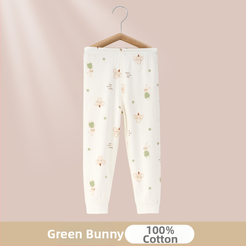 Gyerekeknek készült 100% pamut pizsama nadrág, A-osztályú anyag, vastagított az őszi-téli szezonra, hosszú alsónadrág 1-3 éveseknek