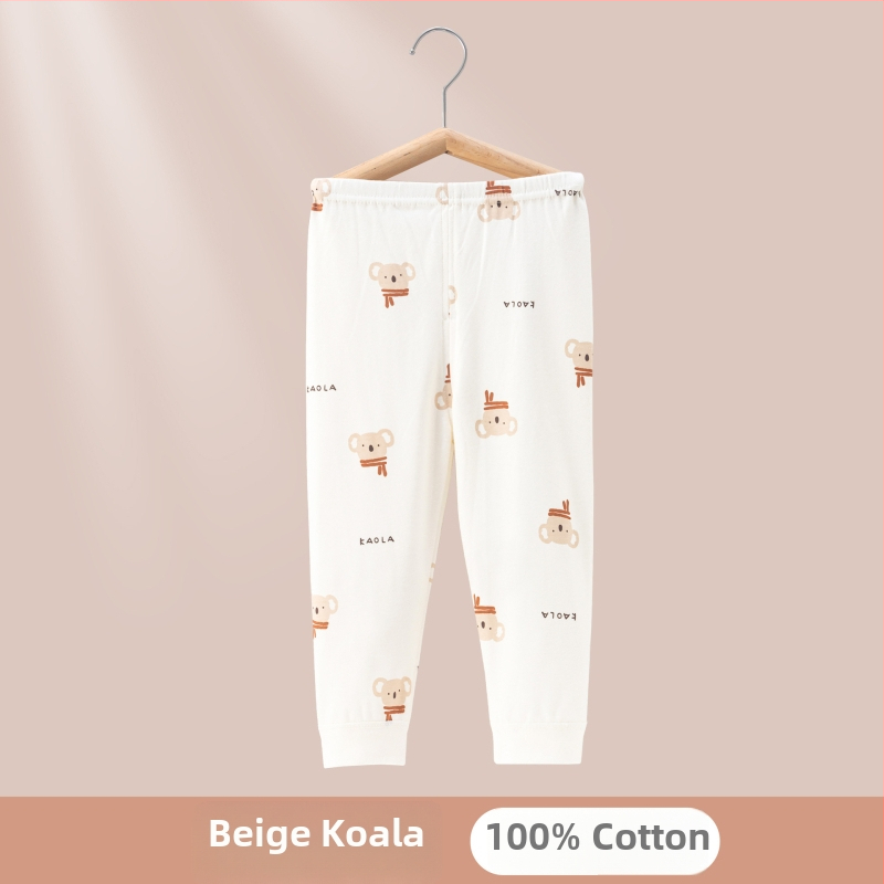 Gyerekeknek készült 100% pamut pizsama nadrág, A-osztályú anyag, vastagított az őszi-téli szezonra, hosszú alsónadrág 1-3 éveseknek