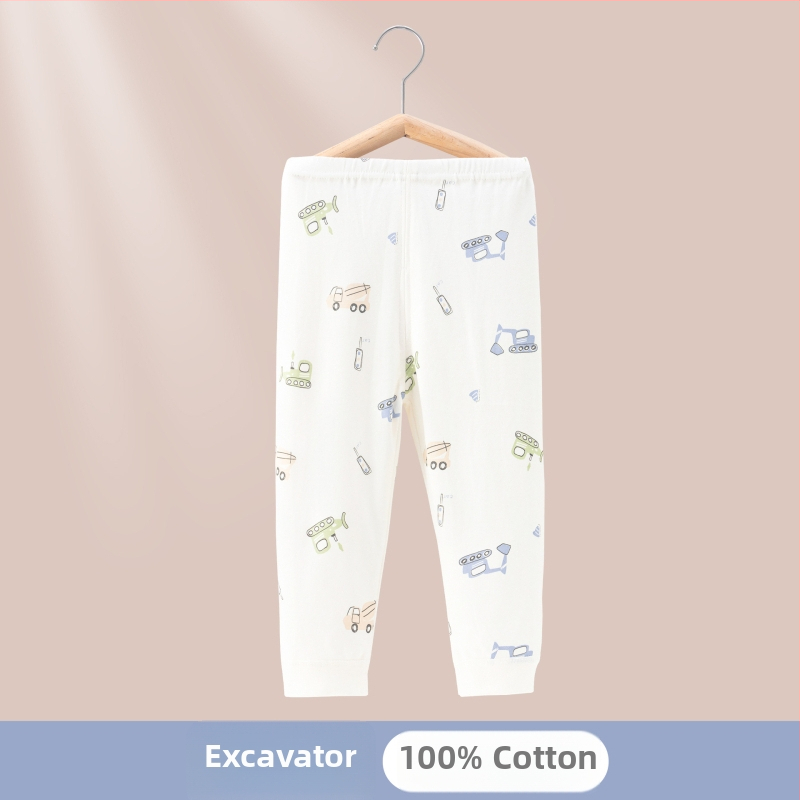 Gyerekeknek készült 100% pamut pizsama nadrág, A-osztályú anyag, vastagított az őszi-téli szezonra, hosszú alsónadrág 1-3 éveseknek