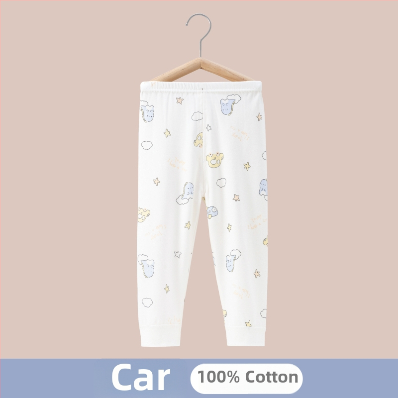 Gyerekeknek készült 100% pamut pizsama nadrág, A-osztályú anyag, vastagított az őszi-téli szezonra, hosszú alsónadrág 1-3 éveseknek