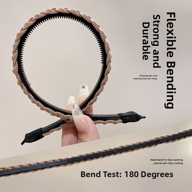 Textilná čelenka na umývanie tváre, ručne robená, kórejský štýl, antišmyková s ozubením, pre ženy