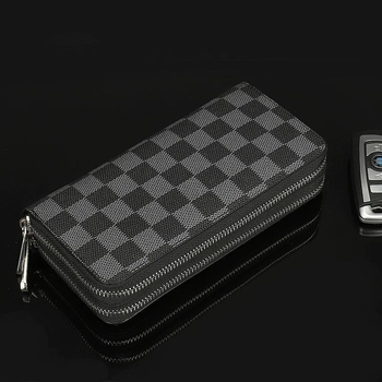 Muški kožni clutch novčanik, koža prvog sloja, podstava od kože, uzorak slova, proljeće 2024