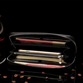 Muški kožni clutch novčanik, koža prvog sloja, podstava od kože, uzorak slova, proljeće 2024