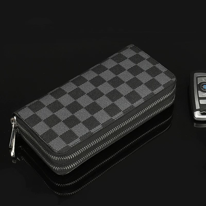 Muški kožni clutch novčanik, koža prvog sloja, podstava od kože, uzorak slova, proljeće 2024