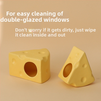 Keramické hniezdo pre škrečka v tvare syr burgeru na letné chladenie, vnútorné použitie (Materiál: keramika; Tvar: tvar syr burgeru; Ročné obdobie: leto; Štýl: kreslený; Použitie: vnútorné)