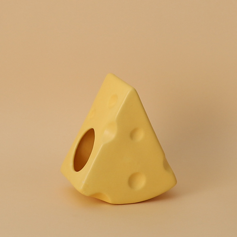 Keramické hniezdo pre škrečka v tvare syr burgeru na letné chladenie, vnútorné použitie (Materiál: keramika; Tvar: tvar syr burgeru; Ročné obdobie: leto; Štýl: kreslený; Použitie: vnútorné)