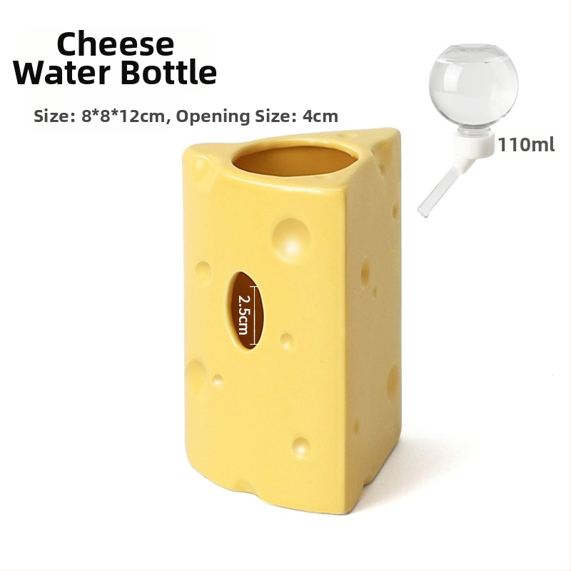 Keramické hniezdo pre škrečka v tvare syr burgeru na letné chladenie, vnútorné použitie (Materiál: keramika; Tvar: tvar syr burgeru; Ročné obdobie: leto; Štýl: kreslený; Použitie: vnútorné)