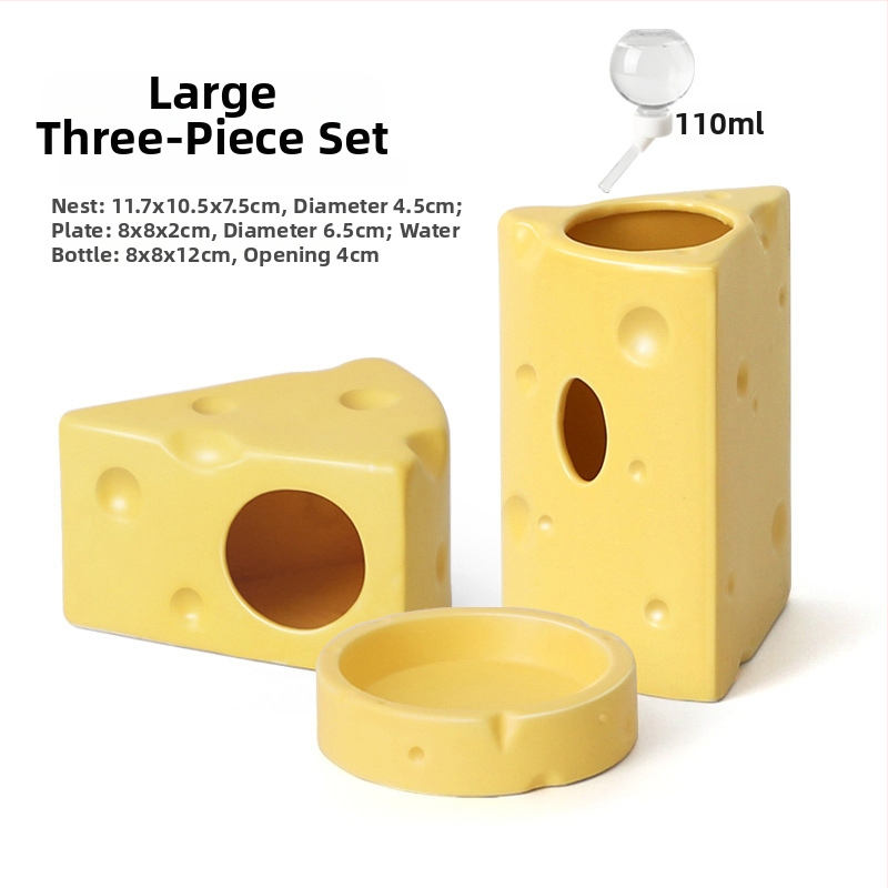 Keramické hniezdo pre škrečka v tvare syr burgeru na letné chladenie, vnútorné použitie (Materiál: keramika; Tvar: tvar syr burgeru; Ročné obdobie: leto; Štýl: kreslený; Použitie: vnútorné)