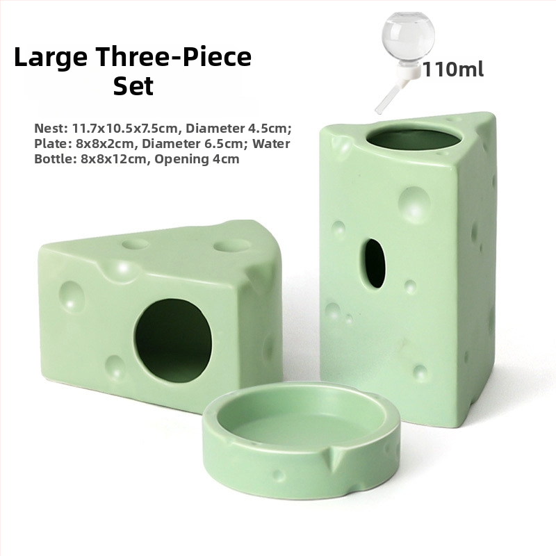 Keramické hniezdo pre škrečka v tvare syr burgeru na letné chladenie, vnútorné použitie (Materiál: keramika; Tvar: tvar syr burgeru; Ročné obdobie: leto; Štýl: kreslený; Použitie: vnútorné)