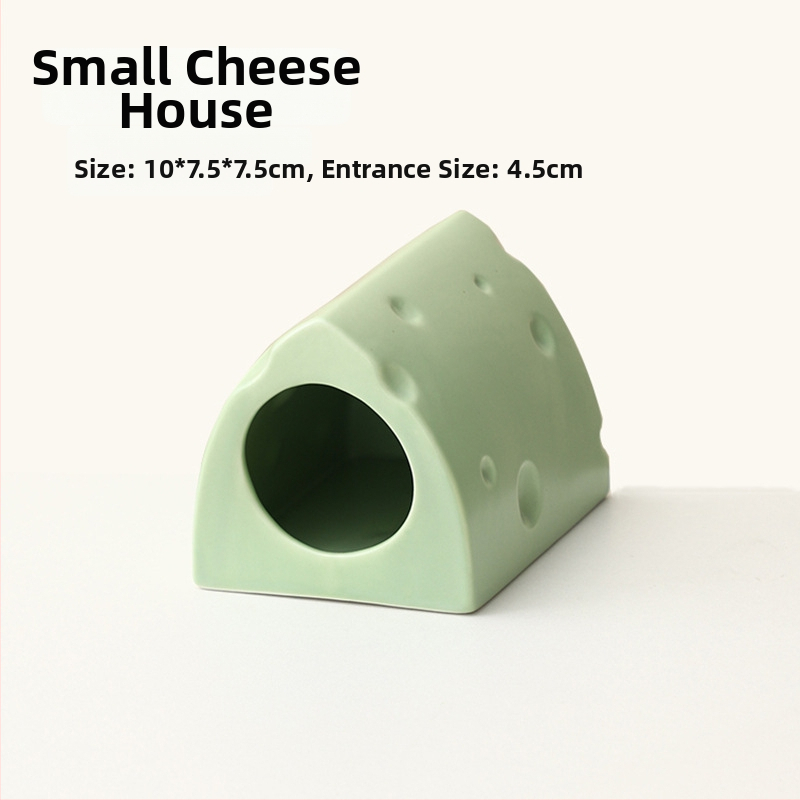 Keramické hniezdo pre škrečka v tvare syr burgeru na letné chladenie, vnútorné použitie (Materiál: keramika; Tvar: tvar syr burgeru; Ročné obdobie: leto; Štýl: kreslený; Použitie: vnútorné)