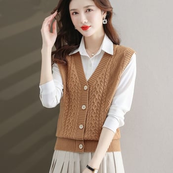 Dámsky vestový kardigán s halterovým výstrihom, akrylový materiál, jar 2024