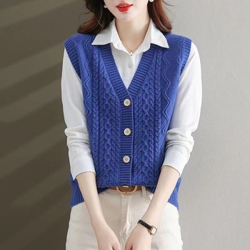 Dámsky vestový kardigán s halterovým výstrihom, akrylový materiál, jar 2024