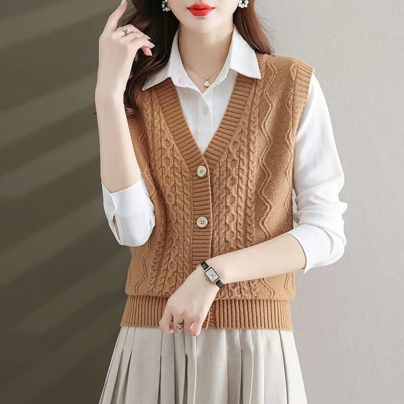 Dámsky vestový kardigán s halterovým výstrihom, akrylový materiál, jar 2024