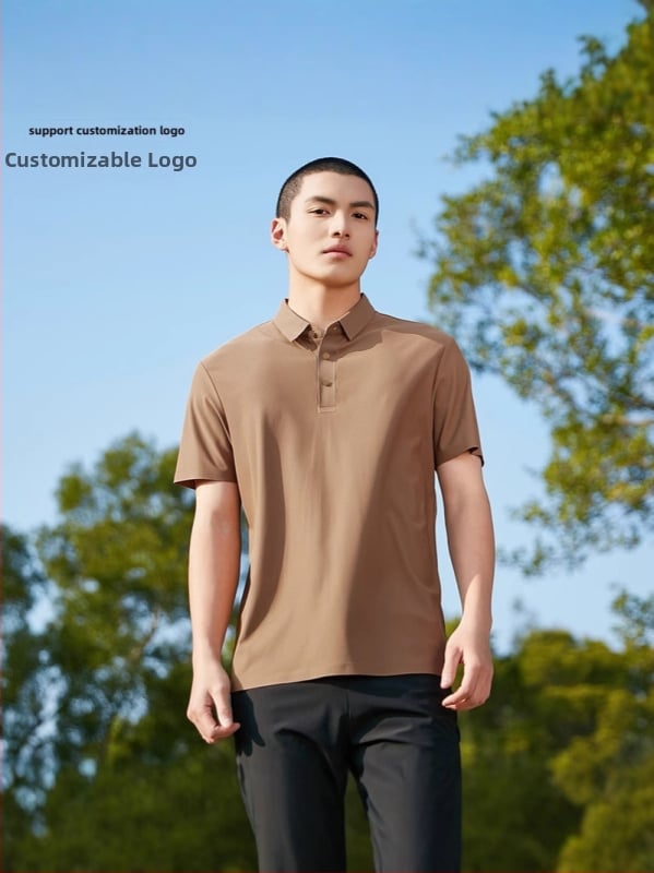 Ανδρικό πόλο πουκάμισο καλοκαιρινό, χωρίς ραφές, Ice Silk, γρήγορο στέγνωμα, κοντό μανίκι, ελαστικό και διαπνέον, εφαρμοστό για επιχειρηματικό casual