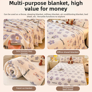 Pătură din velur laptos cu model de fulgi de zăpadă, 500–800 g, fibre chimice, stil desene animate, primăvară–toamnă