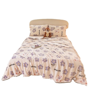Pătură din velur laptos cu model de fulgi de zăpadă, 500–800 g, fibre chimice, stil desene animate, primăvară–toamnă