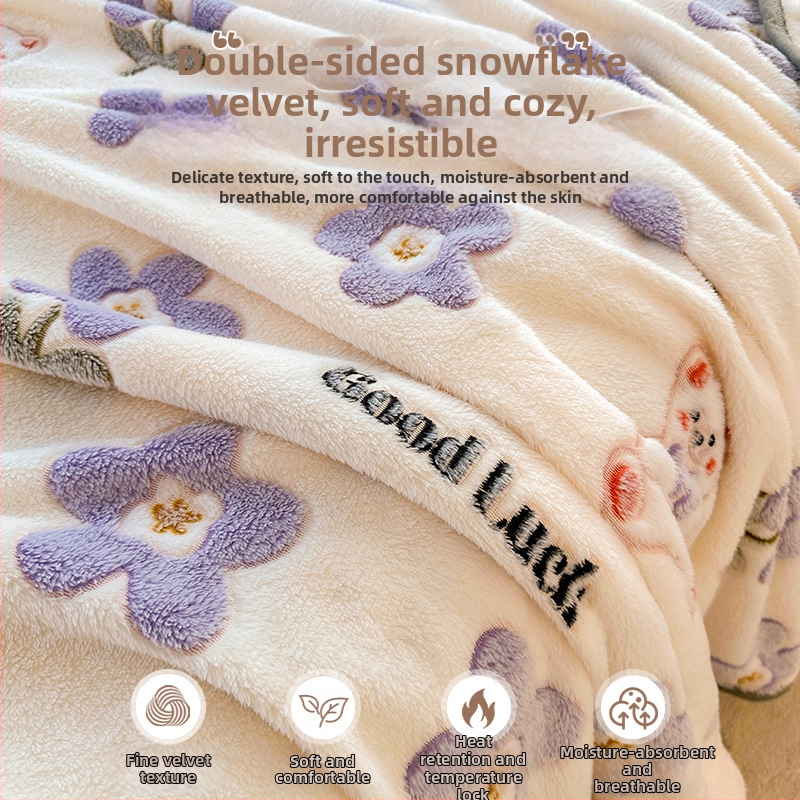 Одеяло от млечен велур със снежинки, 500–800 g, карикатурен стил, пролет и есен, химическо влакно