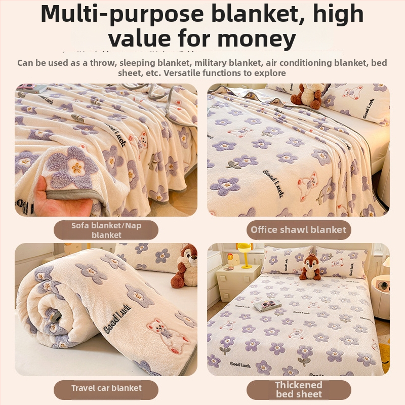 Одеяло от млечен велур със снежинки, 500–800 g, карикатурен стил, пролет и есен, химическо влакно