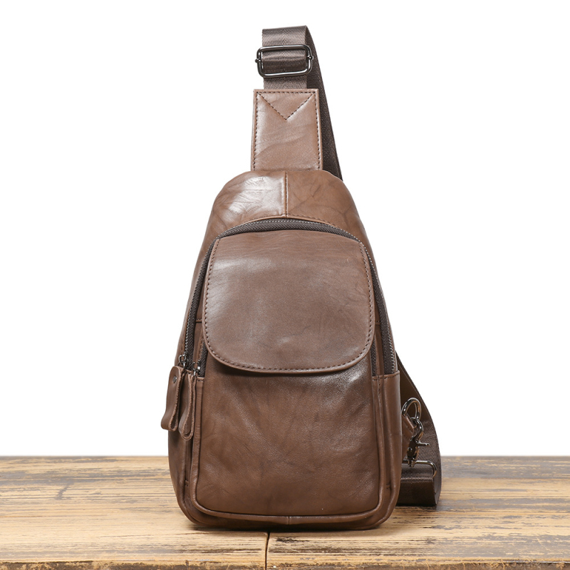 Ανδρική Τσάντα Crossbody από Γνήσιο Δέρμα, Κορυφαίο Top Grain Cowhide, Επεκτάσιμη, Αστικός Μινιμαλισμός