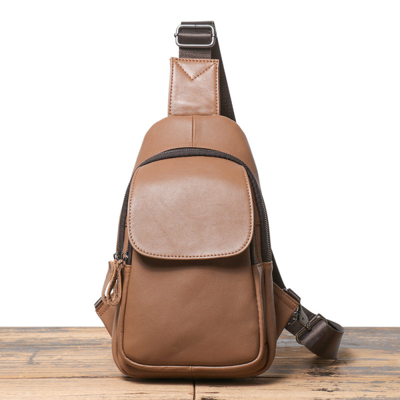 Ανδρική Τσάντα Crossbody από Γνήσιο Δέρμα, Κορυφαίο Top Grain Cowhide, Επεκτάσιμη, Αστικός Μινιμαλισμός
