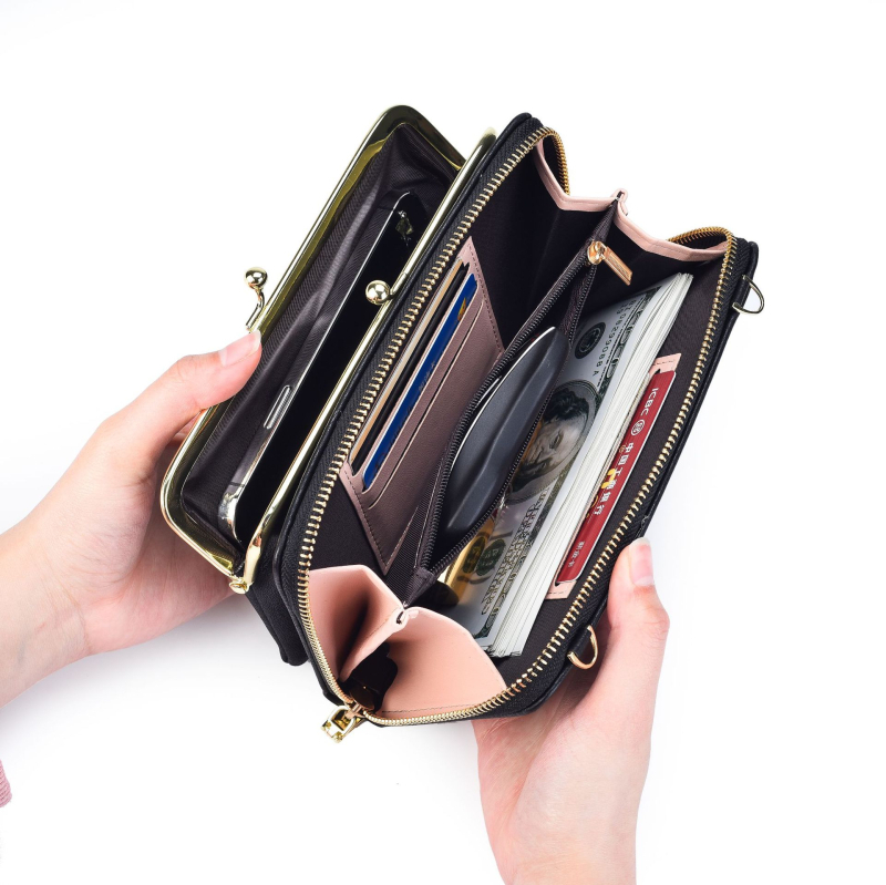 Duga ženska torbica za mobitel s crossbody remenom, PU materijal, podstava od poliestera, brend Sapele, proljeće 2026