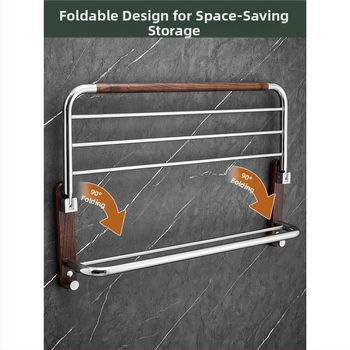 Fúrás nélküli, két szintes rozsdamentes acél törölközőtartó, 304, összecsukható, elektroplatált felülettel