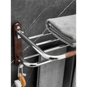 Fúrás nélküli, két szintes rozsdamentes acél törölközőtartó, 304, összecsukható, elektroplatált felülettel