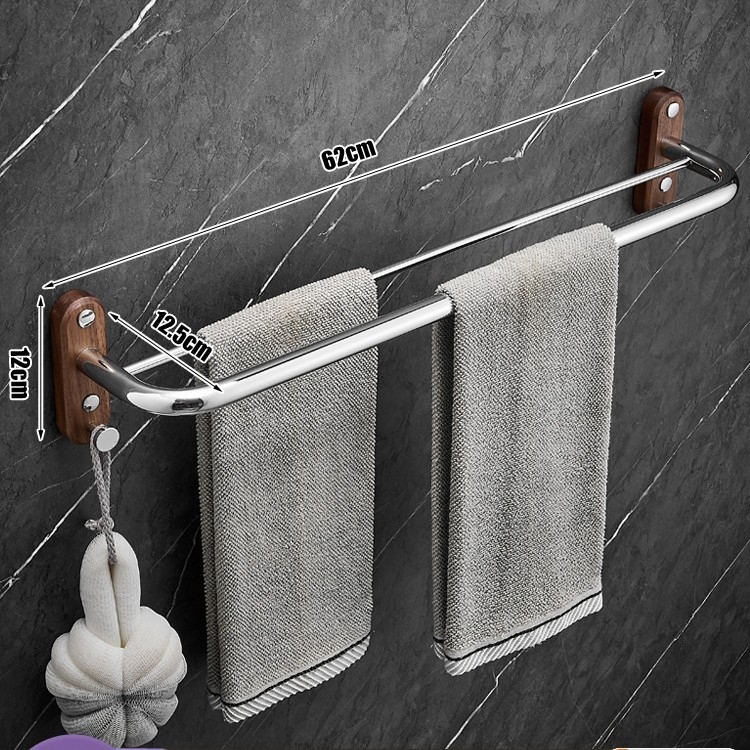 Fúrás nélküli, két szintes rozsdamentes acél törölközőtartó, 304, összecsukható, elektroplatált felülettel