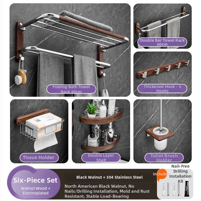 Fúrás nélküli, két szintes rozsdamentes acél törölközőtartó, 304, összecsukható, elektroplatált felülettel