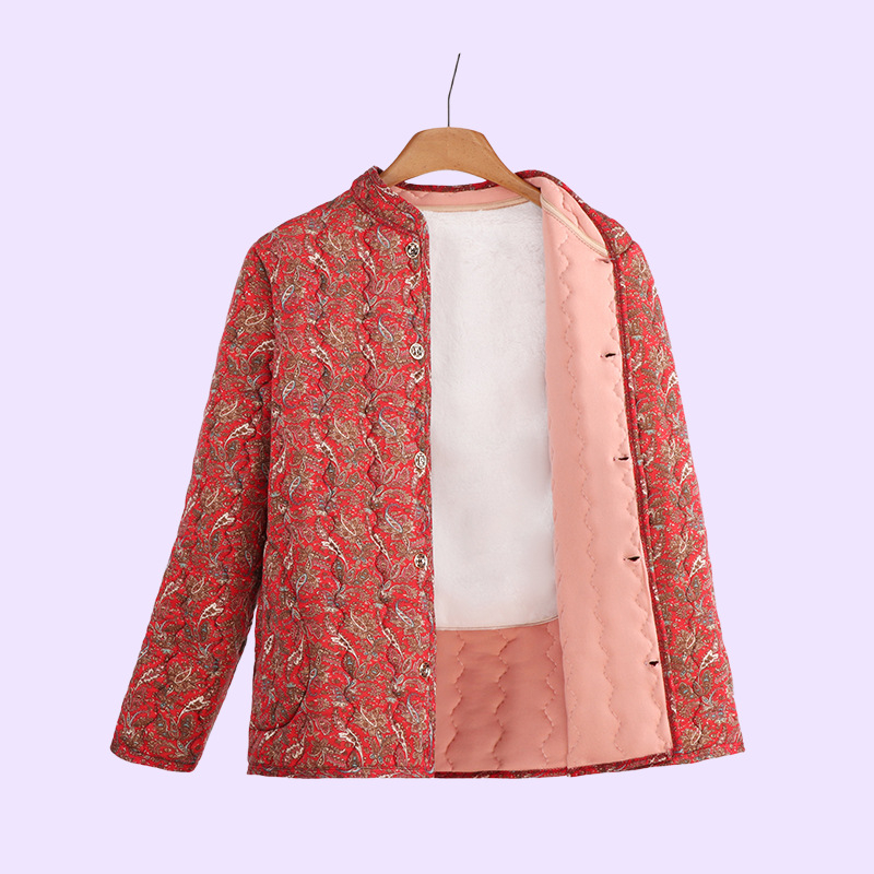 Jachetă de exterior damă, guler polo, croială lejeră, lungime medie (65-80 cm), umplutură din mătase-pamuc