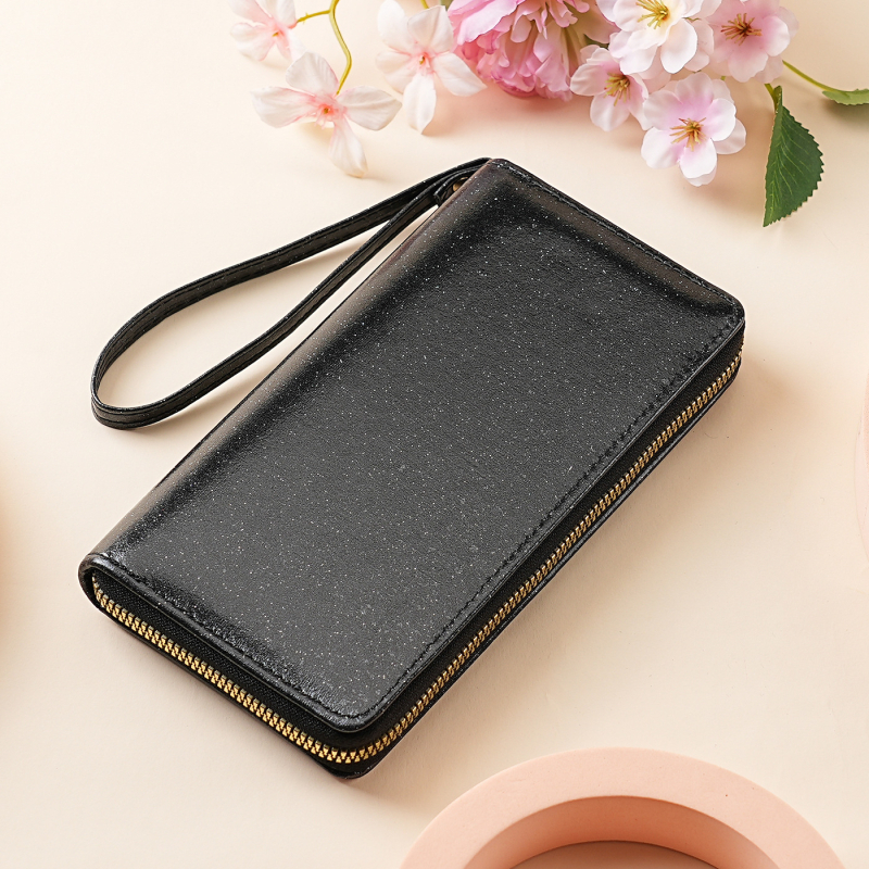 Πορτοφόλι με παγιέτες σε ακκορντεόν με μακρύ φερμουάρ και πολλαπλά διαμερίσματα — PU, Shenmeisi, Yf30, 120 g, επένδυση: συνθετικό δέρμα
