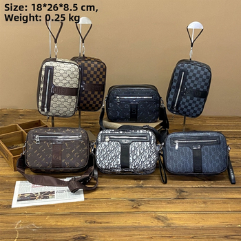 Ανδρική τσάντα ώμου: ρετρό στυλ, PU υλικό, επένδυση πολυεστέρα, μοτίβο γραμμάτων, αδιάβροχη, άνοιξη 2025