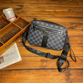 Ανδρική τσάντα ώμου: ρετρό στυλ, PU υλικό, επένδυση πολυεστέρα, μοτίβο γραμμάτων, αδιάβροχη, άνοιξη 2025