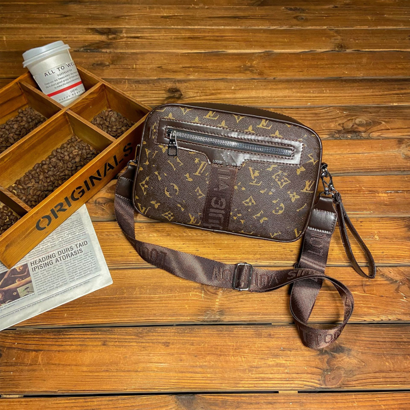 Ανδρική τσάντα ώμου: ρετρό στυλ, PU υλικό, επένδυση πολυεστέρα, μοτίβο γραμμάτων, αδιάβροχη, άνοιξη 2025