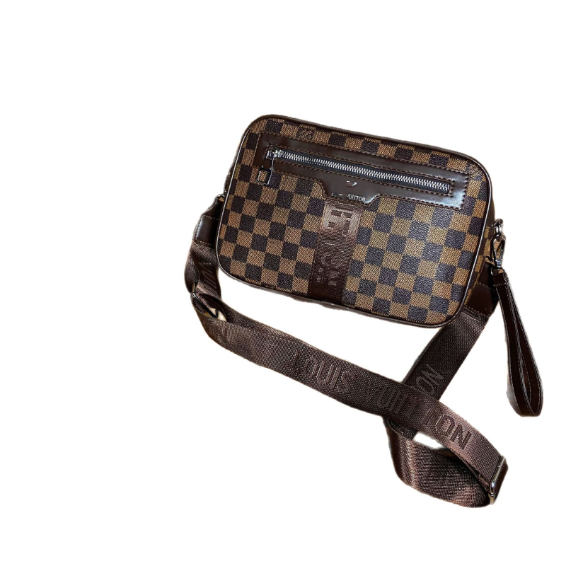 Ανδρική τσάντα ώμου: ρετρό στυλ, PU υλικό, επένδυση πολυεστέρα, μοτίβο γραμμάτων, αδιάβροχη, άνοιξη 2025