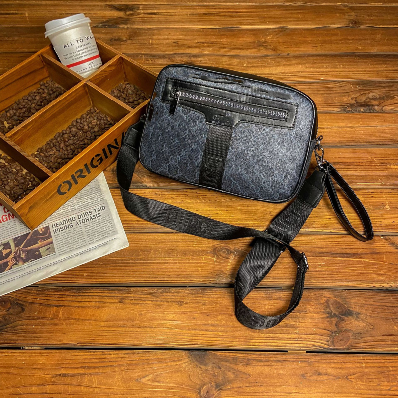 Ανδρική τσάντα ώμου: ρετρό στυλ, PU υλικό, επένδυση πολυεστέρα, μοτίβο γραμμάτων, αδιάβροχη, άνοιξη 2025