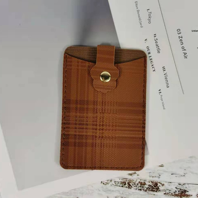 Držač kartica s karirano-cvjetnim uzorkom, PU koža, otvaranje poklopcem, džep za ID, mogućnost prilagodbe