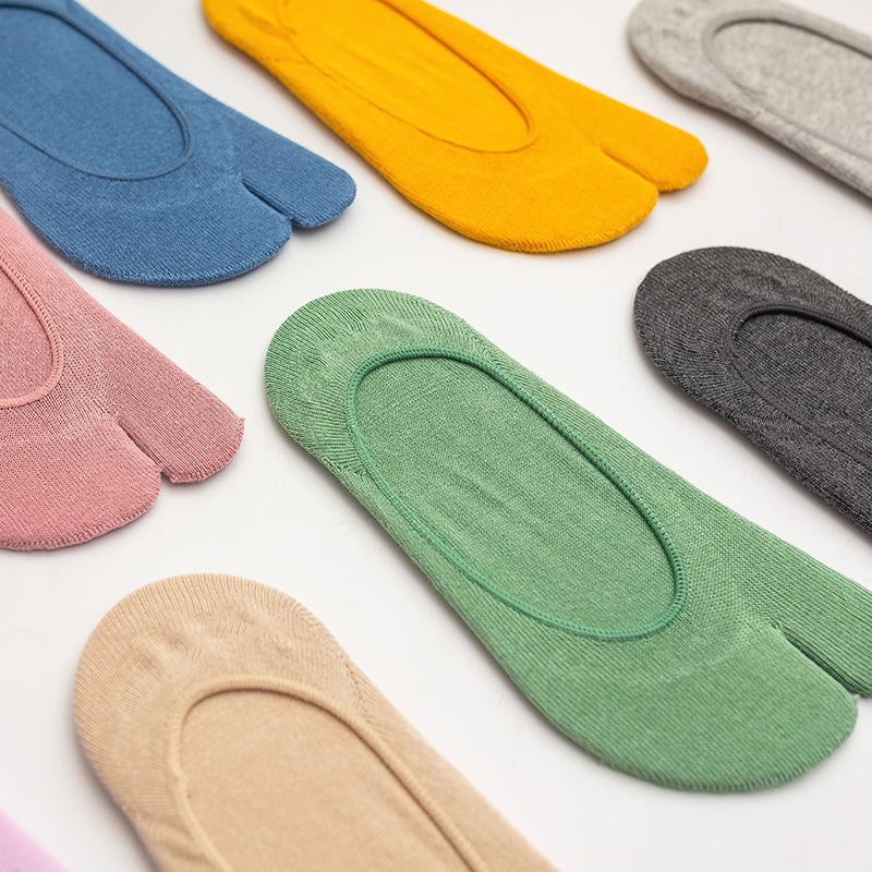 Ženske pamučne dvoprstne čarape, protiv trenja, jednobojne, pletene jednim predivom