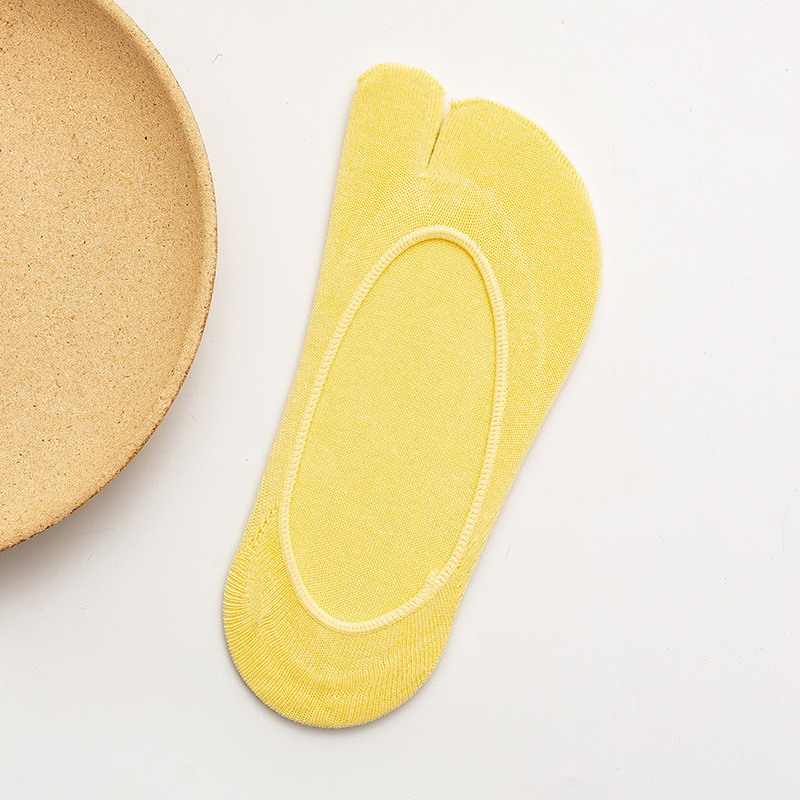 Ženske pamučne dvoprstne čarape, protiv trenja, jednobojne, pletene jednim predivom