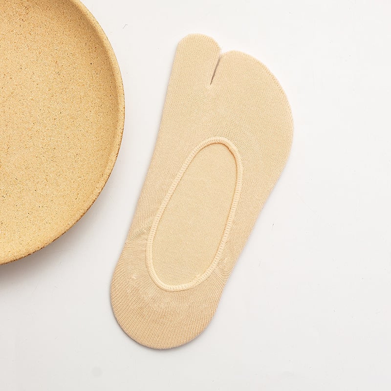 Ženske pamučne dvoprstne čarape, protiv trenja, jednobojne, pletene jednim predivom