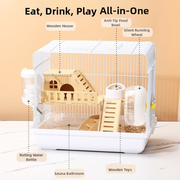 Klietka pre hamsterov – luxusný malý domček, plastová, bezpečná na hryzanie, základný set