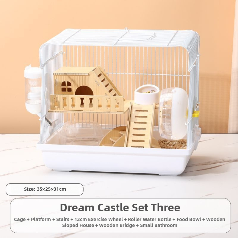 Klietka pre hamsterov – luxusný malý domček, plastová, bezpečná na hryzanie, základný set