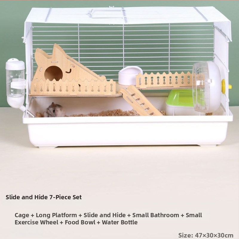 Klietka pre hamsterov – luxusný malý domček, plastová, bezpečná na hryzanie, základný set